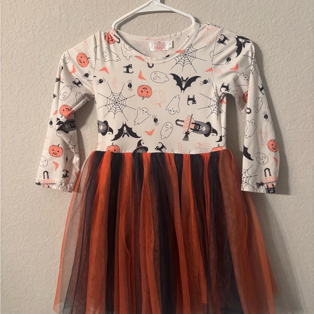 Spooky Halloween Dress with Orange and Black Tulle